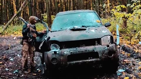 Transport of militants of the Kyiv regime after the arrival of Russian FPV drones.