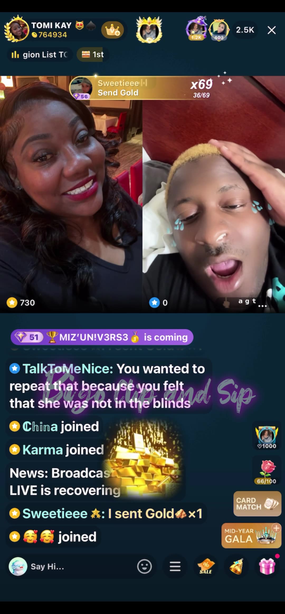 Compilation TomiKay reading Momma Ace n lines Ace directly 7/5/25 #bigoclipandsip