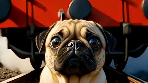 PUG Left on Train Tracks… What Happens Next 😳 #AI #aimovie