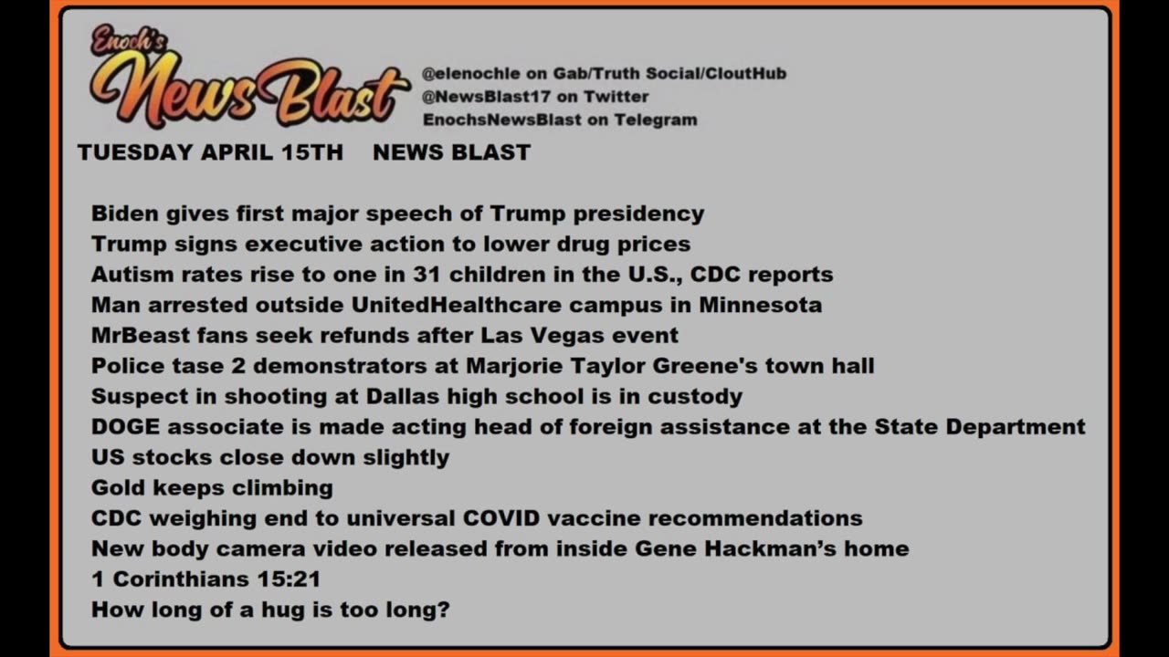 Tuesday April 15, 2025. News Blast