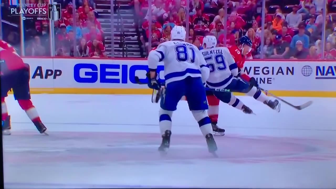 #19 Matthew Tkachuk nails #59 Jake Guentzel at center ice. Suspension maybe?