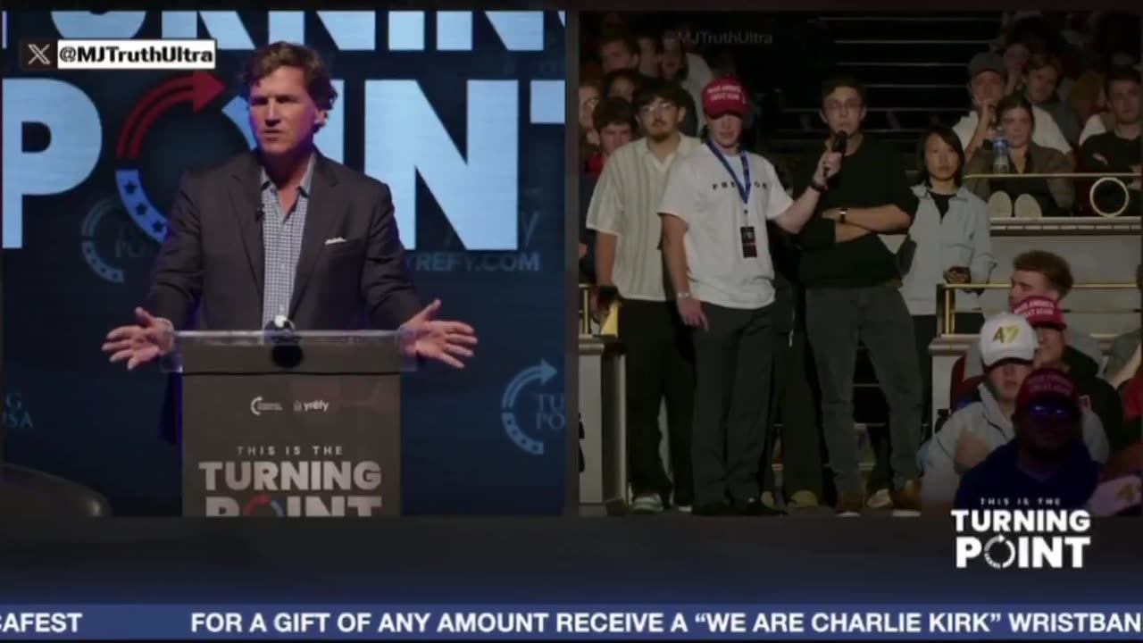 EXPLOSIVE‼️ Tucker Carlson gets into a heated clash at Indiana Univ TPUSA event