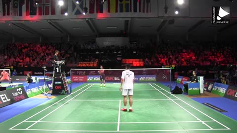 Kento Momota vs Chou Tien Chen - MS QF Denmark 2015 nice angle