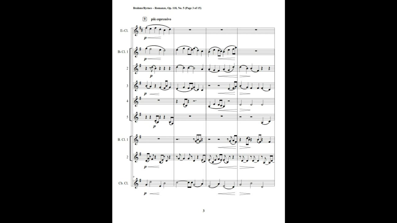 Johannes Brahms – Andante, Op. 5 (Clarinet Nonet)