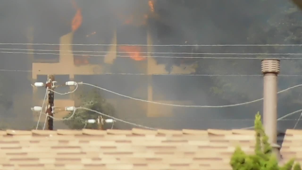 Houses burning in California.