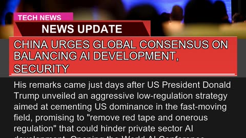 China Urges Global Consensus on Balancing Ai Devel