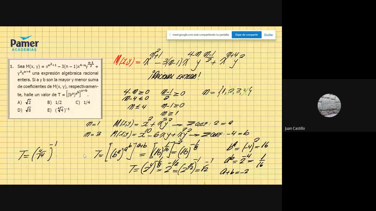 PAMER SEMESTRAL 2023 | Repaso 1 | Álgebra