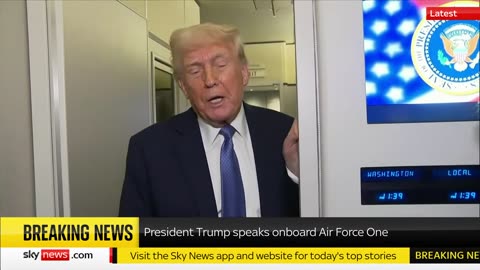 President Trump speaks onboard Air Force One