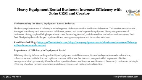 Heavy Equipment Rental Business: Increase Efficiency with Zoho CRM and Creator