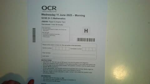 2025 June OCR GCSE (9-1) Mathematics J560/06 Paper 6 (Higher Tier) Solutions