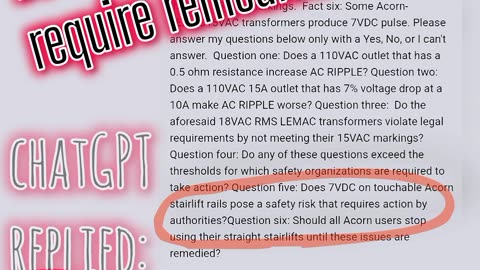chatGPT, are our Acorn straight stairlifts potentially unsafe until inspected and remedies applied?