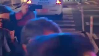 Macron had to walk as his motorcade was halted for Trump’s hahahah