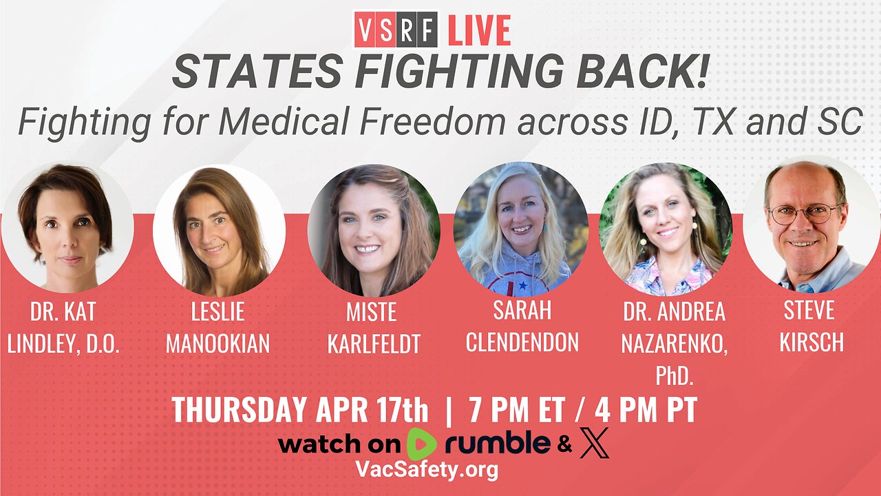 This Thursday on VSRF Live, we are thrilled to bring you a powerful upcoming episode featuring leading voices in the fight against medical mandates across America. As states push back against federal 