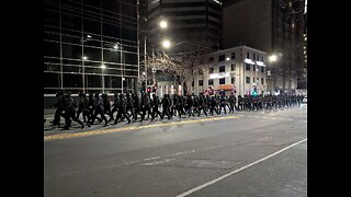 The National Socialist Network marching through Melbourne CBD at about 1am