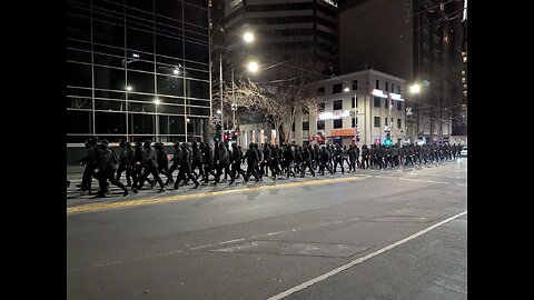 The National Socialist Network marching through Melbourne CBD at about 1am