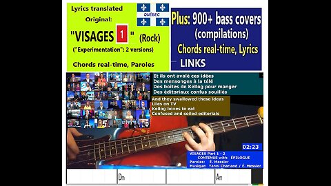 (Lyrics Transl.) Original: "VISAGES 1" (Rock) _ Chords real-time _ 900+ bass covers 900+ bass covers (compils. LINKS) spiritos