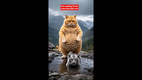 Cat Cooking Dinner