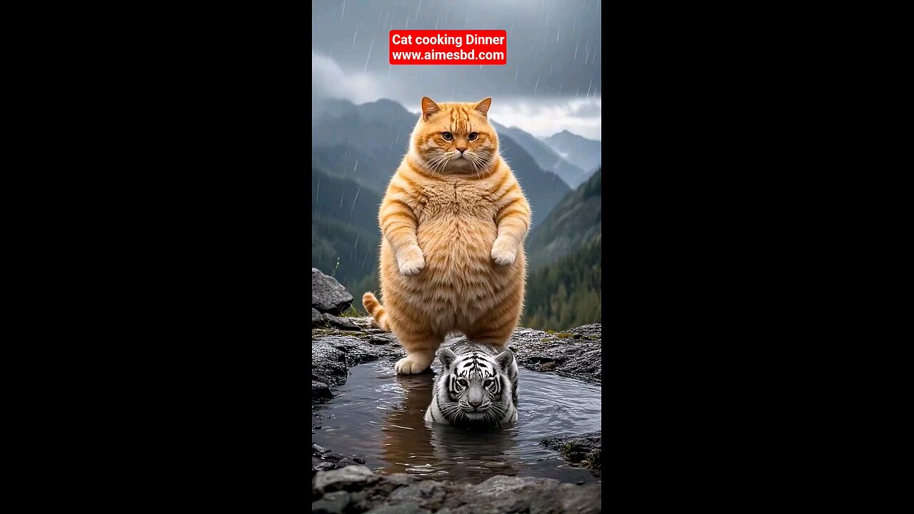 Cat Cooking Dinner