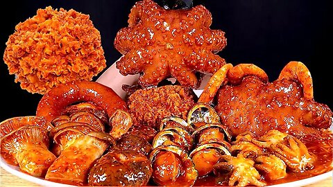 Spicy Seafood With Spicy Mushrooms MuKBang