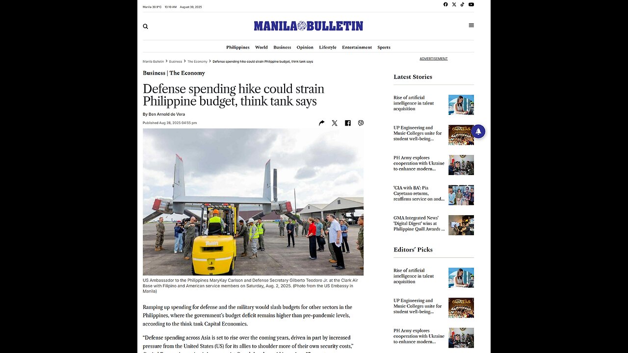 UK Research Company says that increase in Defense Spending for the Philippines means taking away