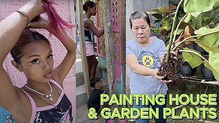 🇵🇭 Filipina & Son Paint House. Gets Flowers & Market Visit OFF GRID ISLAND FAMILY PHILIPPINES LIVING