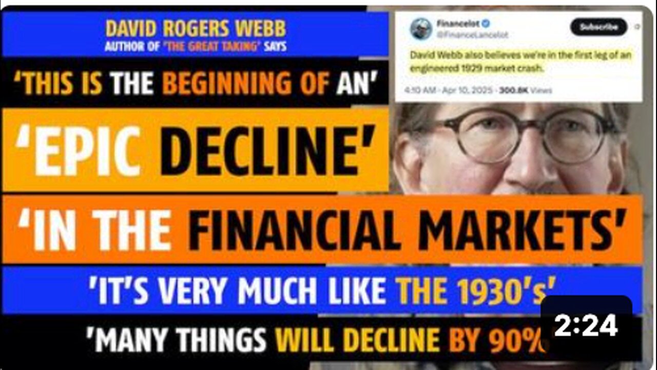 An epic decline in the stock market has begun, like in the 1930's, says David Rogers Webb