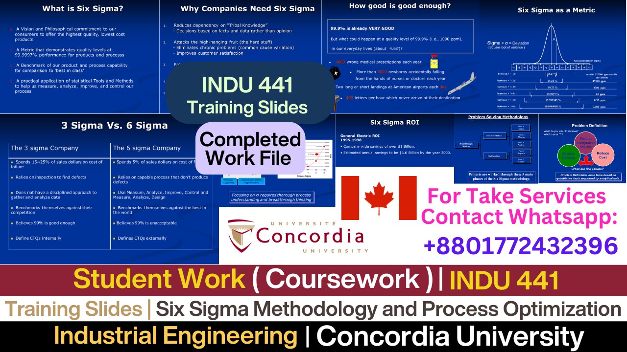 Client Work(Coursework)| INDU 441 Coursework – Six Sigma Quality Project | Concordia University