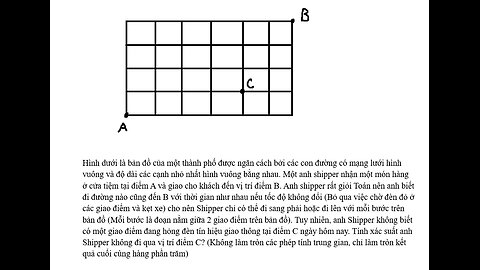Toán 11: Xác suất: Hình dưới là bản đồ của một thành phố được ngăn cách bởi các con đường có mạng