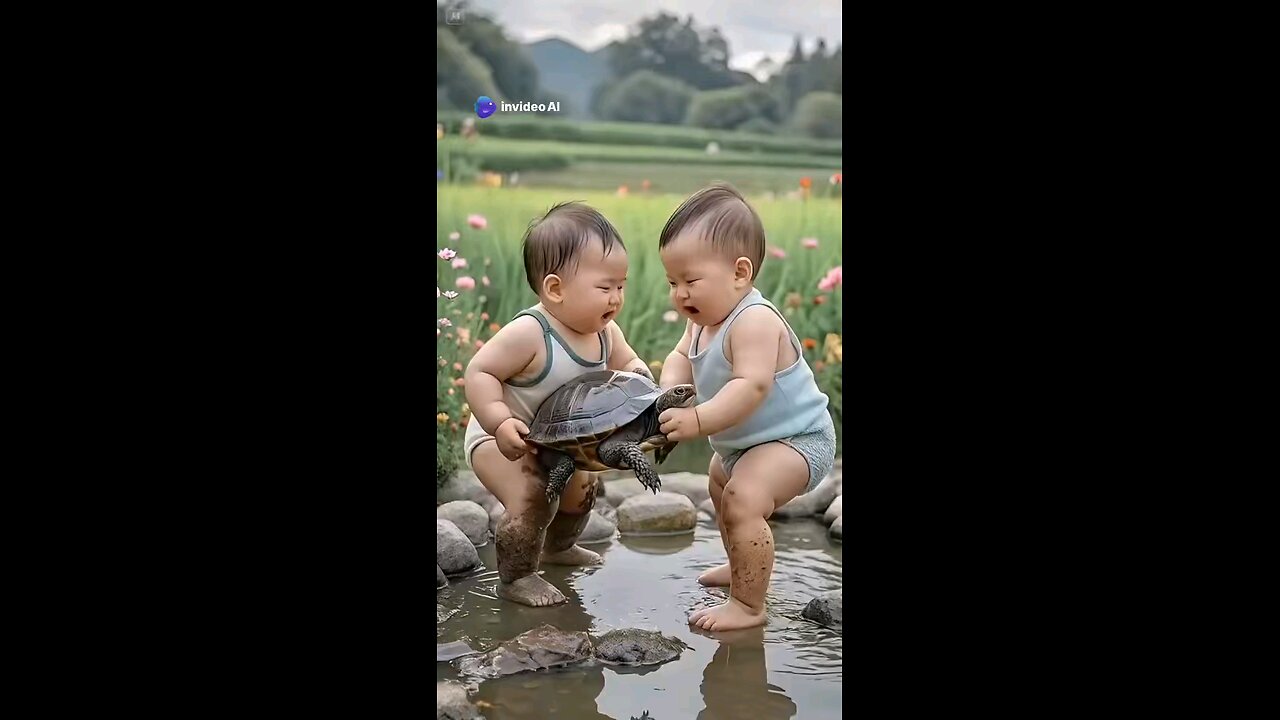 Babies with Tortoise