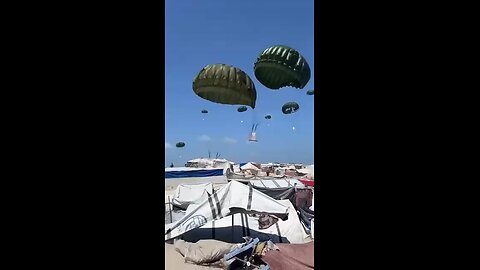 "Palestinian" refugees want to thank Europeans for trying to KILL them by parachuting aid. :-) :-)