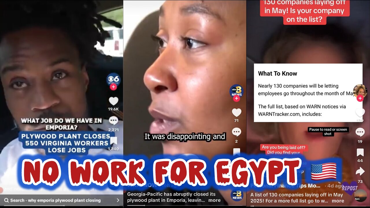 MASS JOB LAYOFFS / NO WORK IN EGYPT 🇺🇸