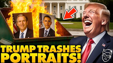 Trump DEPORTS Obama, George W. Bush from White House, Portraits Hidden in Secret Stairwell: 'Gone!'🤣
			