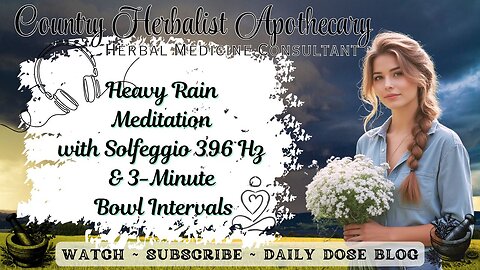 Heavy Rain Meditation with Solfeggio 396 Hz & 3-Minute Bowl Intervals - Calming, Soothing, Nature