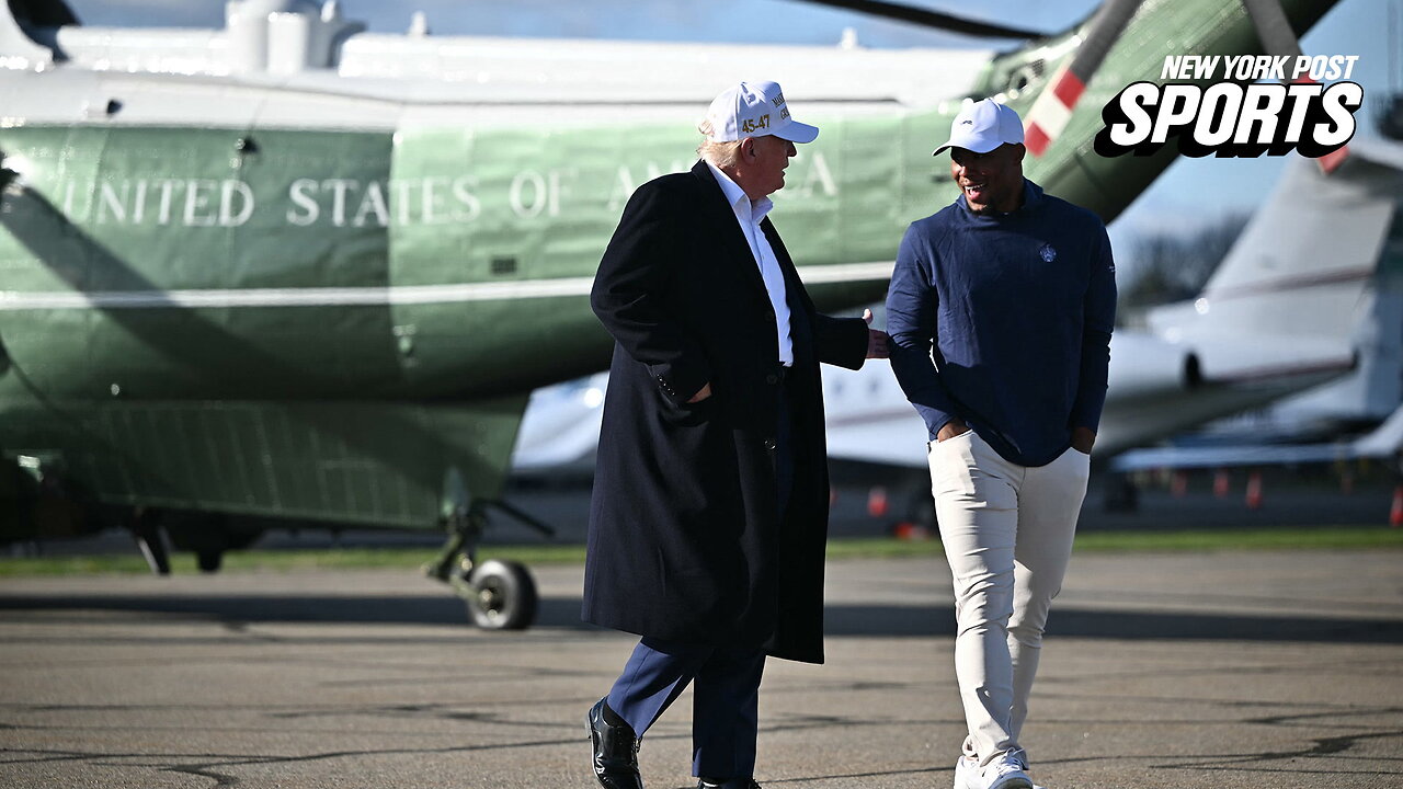 Saquon Barkley disembarks Marine One alongside President Donald Trump