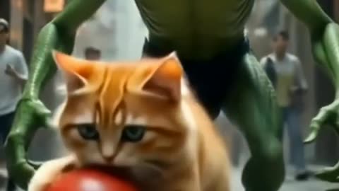 Little Cute Cat's Favorit Ball Take Away by a Monster