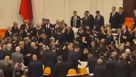 Turkish parliament got really crazy today as officals started throwing punches