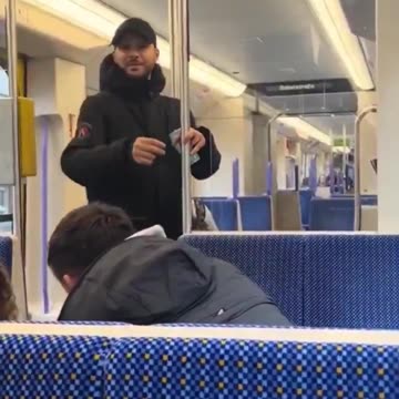 A German man protects a woman from an Arab who wants to beat her.