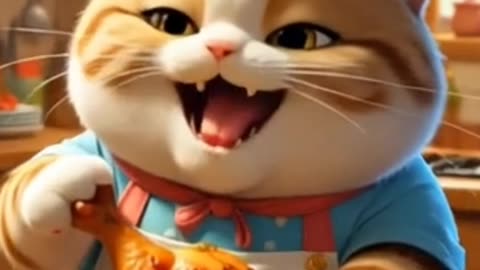 Cute cat Cooking Foods