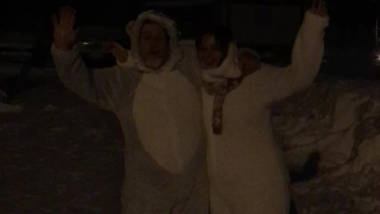 Snow challenge in Yeti suits lol