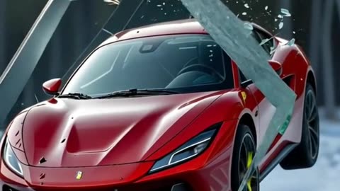 Ferrari F8 Tributo Frozen Mid-Crash Inside Crystal – Surreal 8K Cinematic!