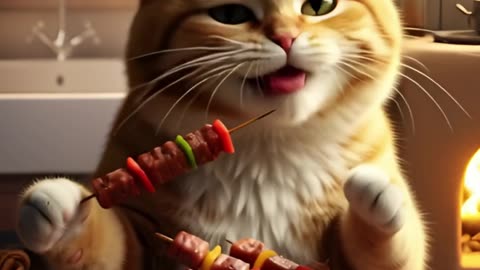 The Chef Cat and the Ultimate Grilled Skewer Feast!