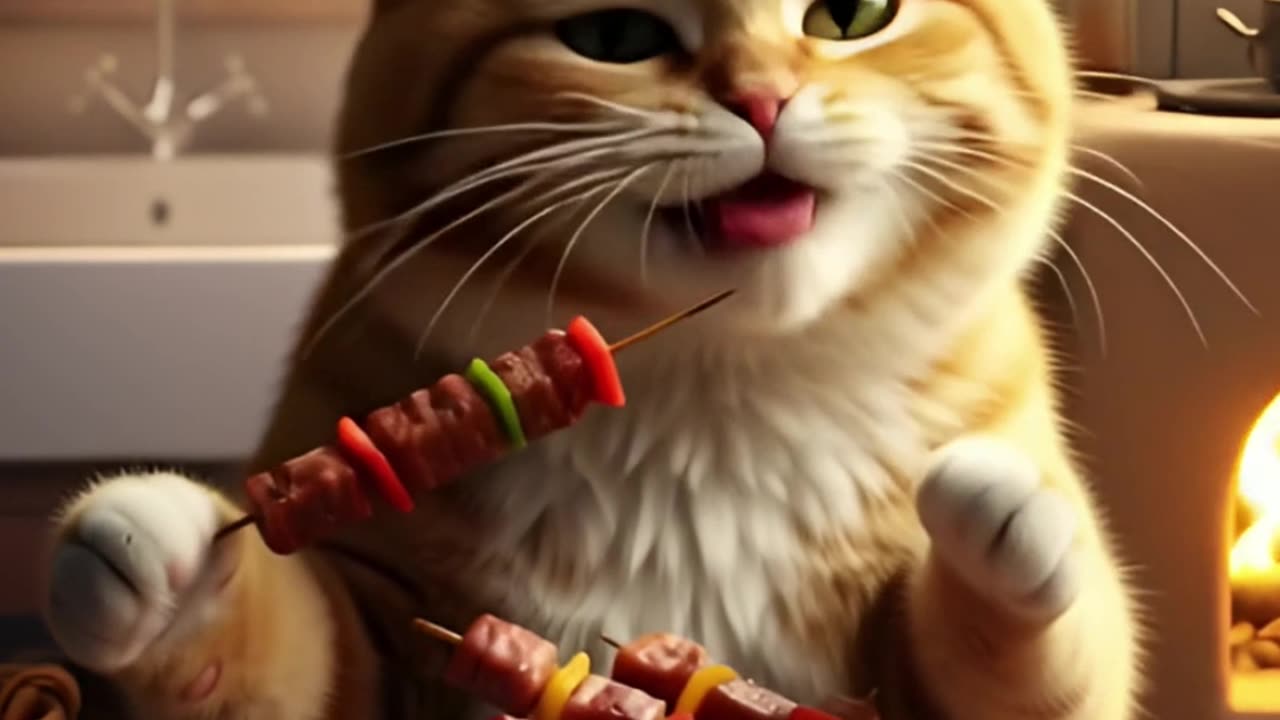 The Chef Cat and the Ultimate Grilled Skewer Feast!