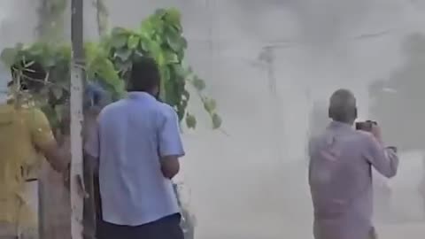 The initial moment of Israeli aircraft targeting a displacement camp in Deir al-Balah, central Gaza