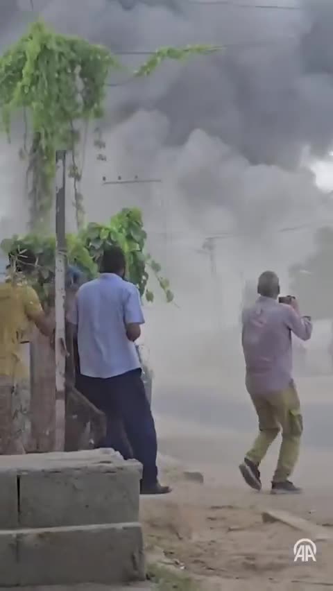 The initial moment of Israeli aircraft targeting a displacement camp in Deir al-Balah, central Gaza
