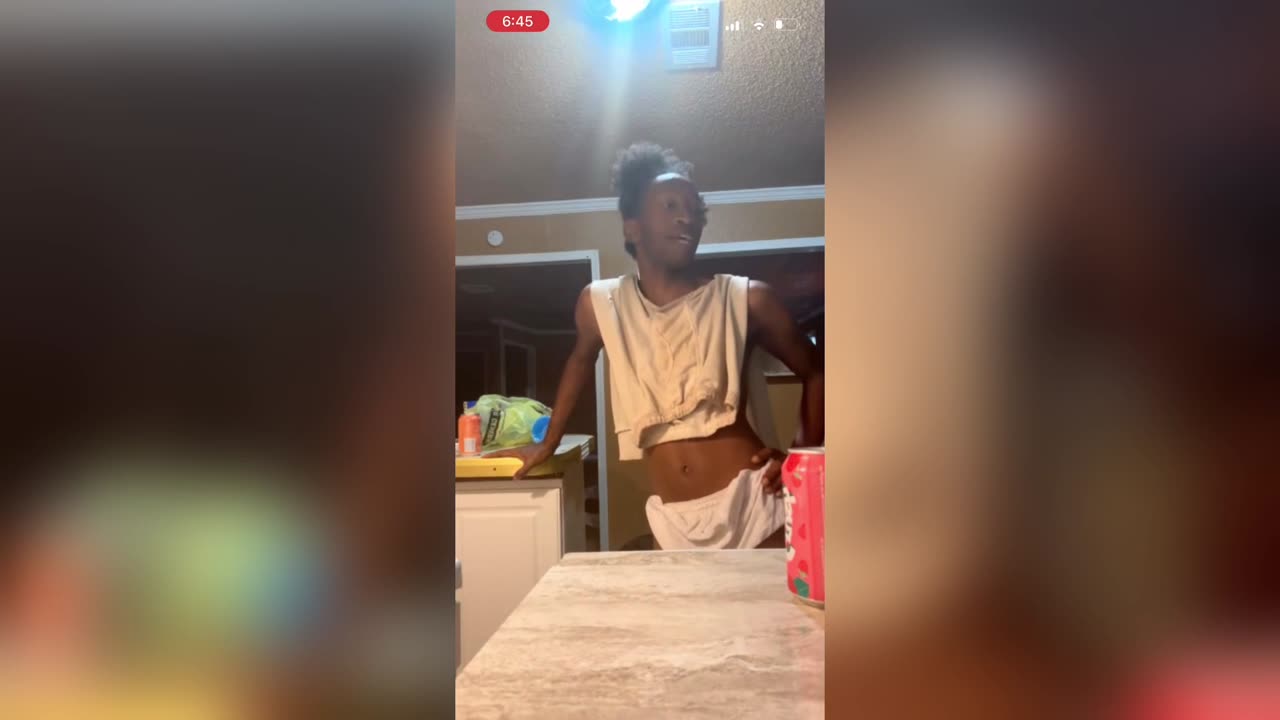 Len out here with a pamper on and paints as a fucking shirt 😂😂