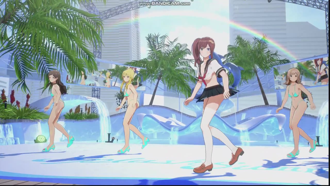 A group of idols dressed in Sexy Sailor Suit dancing in pool，song called ハッピー☆ラッキー☆ジェットマシーン