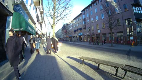 Testar Sportkameran. Rudbecksgatan-Drottninggatan i Örebro 18 Nov. 2025