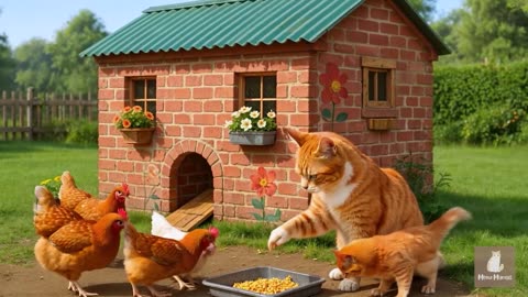 Mama Cat Trims Fur on the Farm and Makes Tiger Hat For Kittens At Home🐾🎩🐯_18