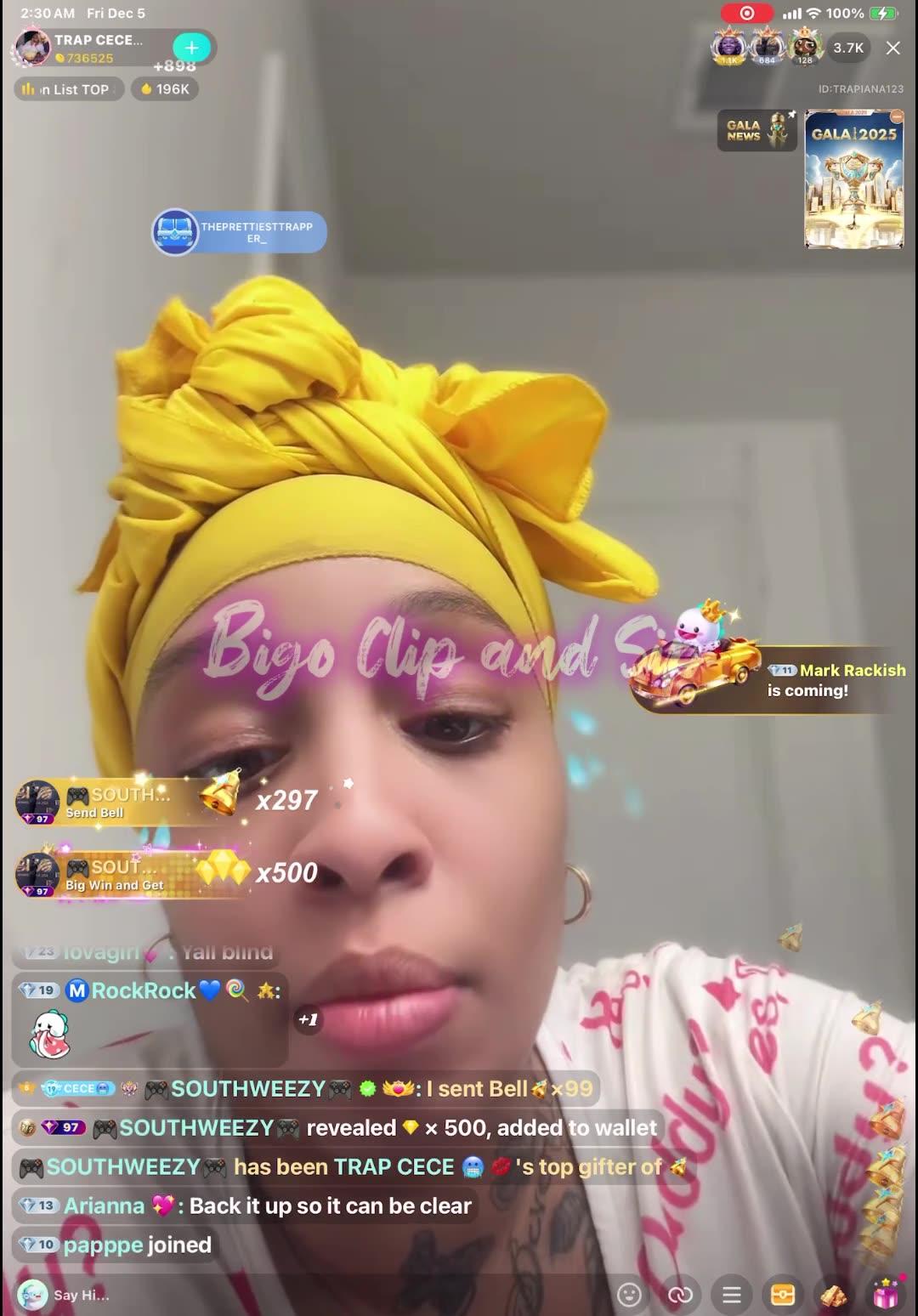 CeCe shows NoCap texting her on live then called 12/5/25 #bigoclipandsip