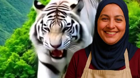 "امرأة تتحدى النمر في مطبخ الطبيعة! مشهد خيالي لا يُنسى وسط الجبال"